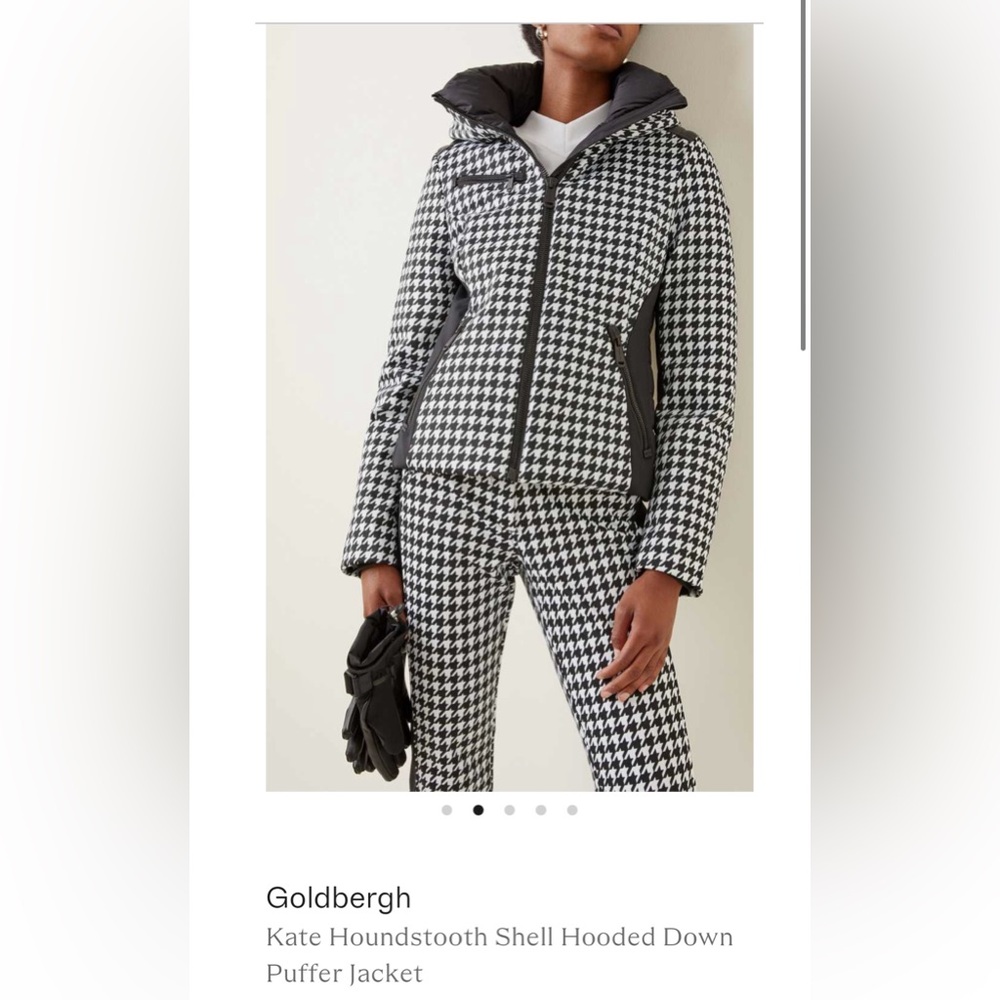 Goldbergh Kate Houndstooth Shell Hooded Down Puffer Jacket